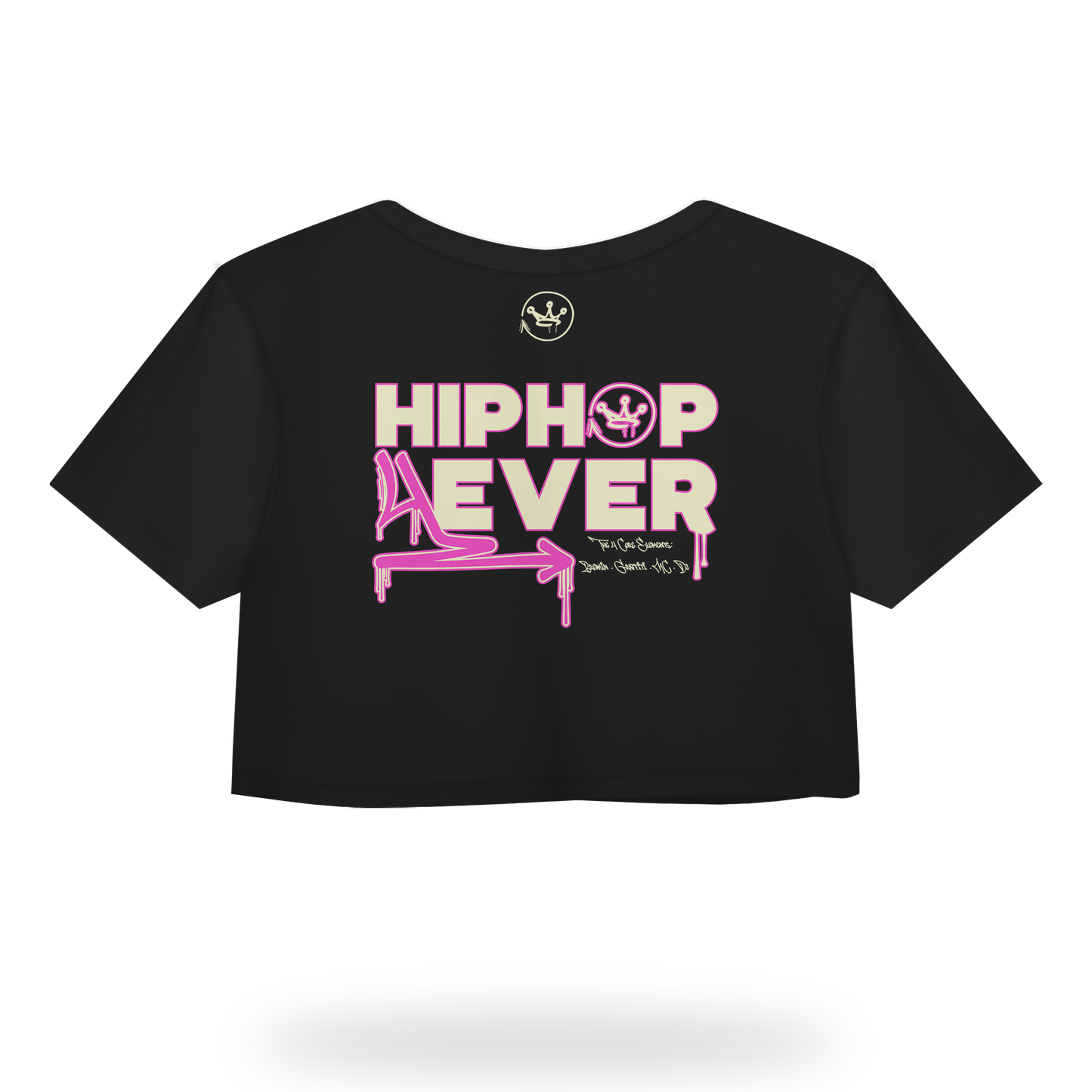 Ladies Crop Top TEE (Black - Pink)