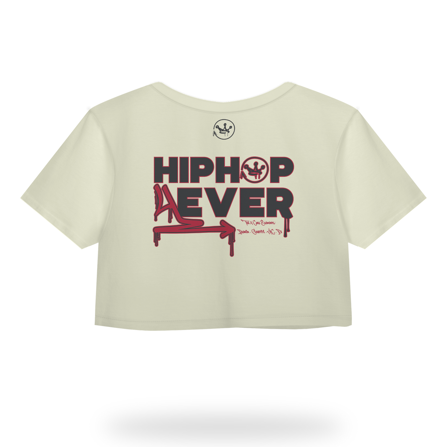 Ladies Crop Top TEE (Cream - Red)