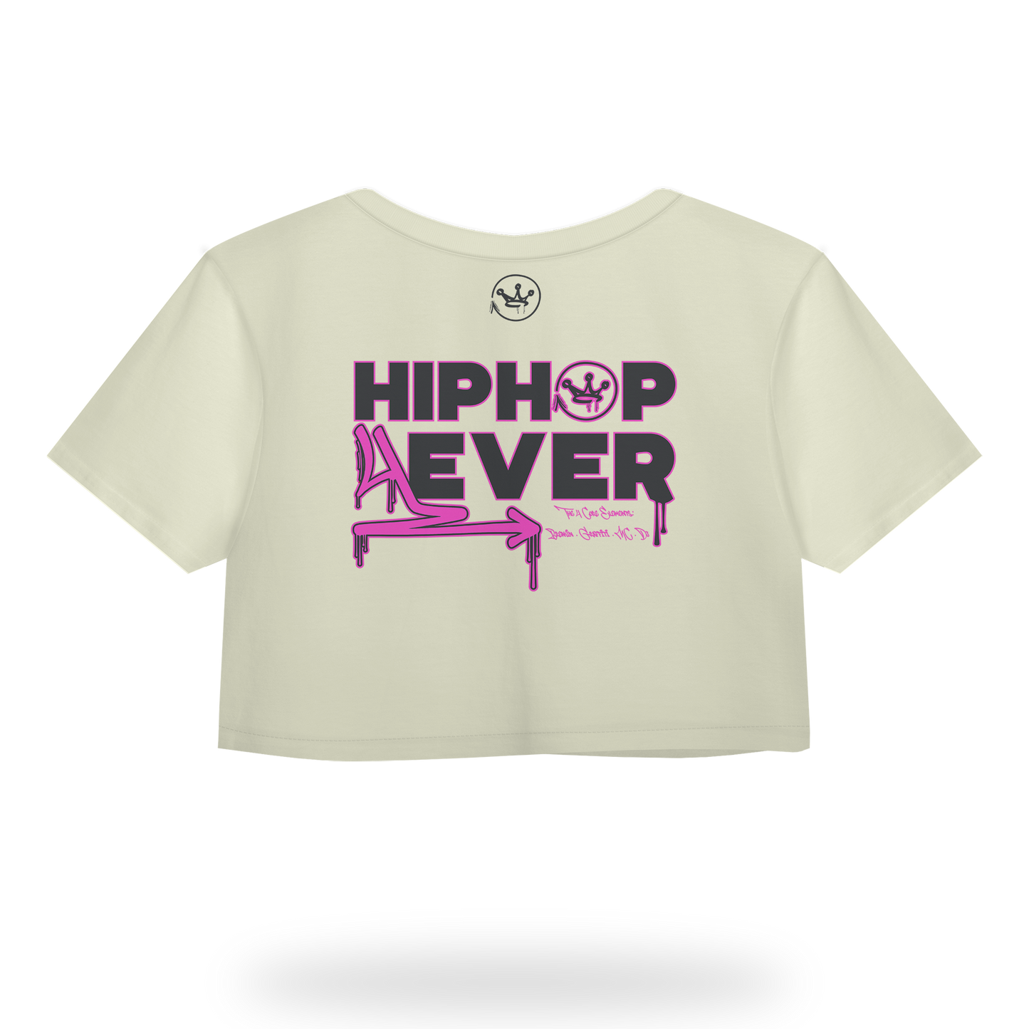 Ladies Crop Top TEE (Cream - Pink)