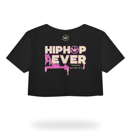 Ladies Crop Top TEE (Black - Pink)