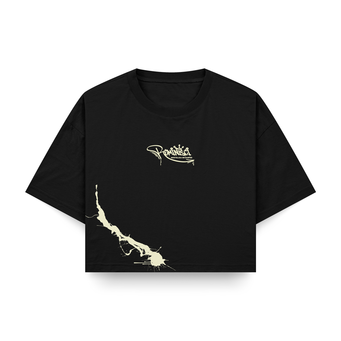 Ladies Crop Top TEE (Black - Red)