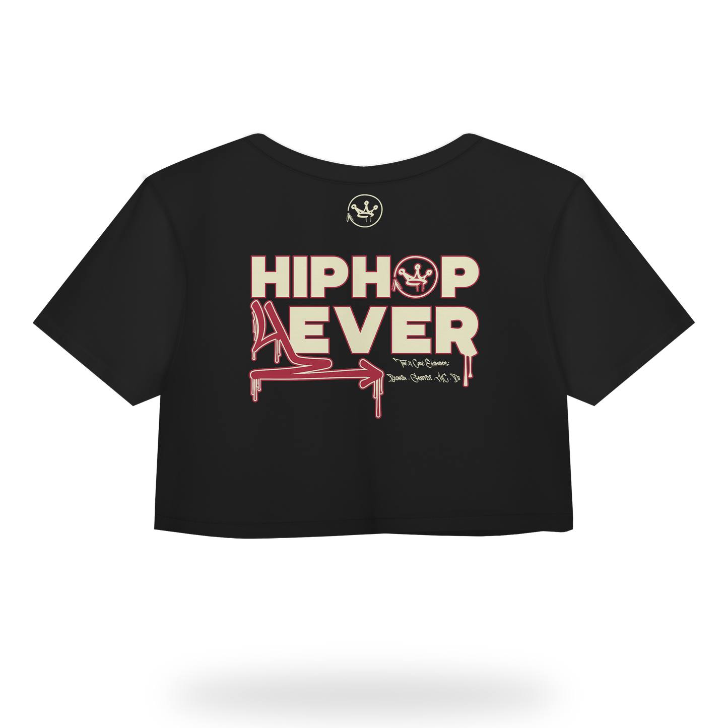 Ladies Crop Top TEE (Black - Red)